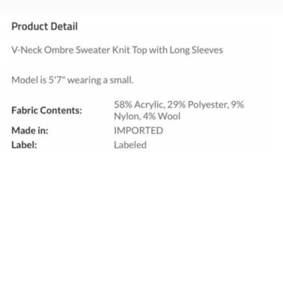 V-NECK OMBRE FALL KNIT SWEATER-NEW - Picture 6 of 6